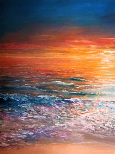 Peinture intitulée "Sunset is burning d…" par Ilgiz Murtazin, Œuvre d'art originale, Huile Monté sur Châssis en bois