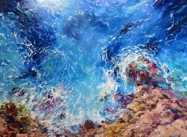 Картина под названием "Rocky surf" - Ilgiz Murtazin, Подлинное произведение искусства, Масло Установлен на Деревянная рама д…