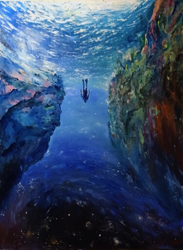 Pittura intitolato "Dive into the space" da Ilgiz Murtazin, Opera d'arte originale, Olio