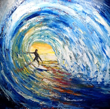 Картина под названием "On the wave" - Ilgiz Murtazin, Подлинное произведение искусства, Масло Установлен на Деревянная рама…