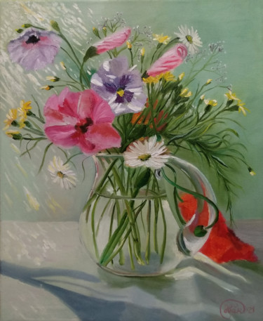 Картина под названием "Spring flowers" - Илья Иванов, Подлинное произведение искусства, Масло Установлен на Деревянная рама…