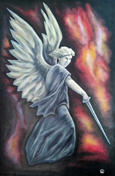 Painting titled "Архангел" by Ilana Sibel Baum, Original Artwork, Oil