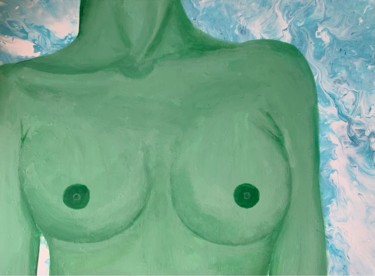 Painting titled "Green" by Ilana Igueblalene, Original Artwork, Acrylic Mounted on Wood Stretcher frame