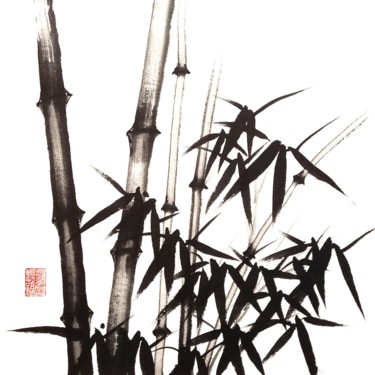 Painting titled "Bamboo forest-Bambo…" by Ilana Shechter, Original Artwork, Ink