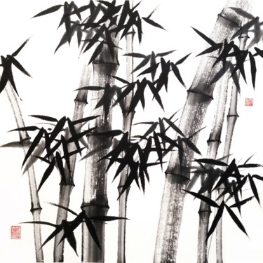 Painting titled "Bamboo forest- Bamb…" by Ilana Shechter, Original Artwork, Ink
