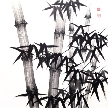 Pittura intitolato "Bamboo forest- Bamb…" da Ilana Shechter, Opera d'arte originale, Inchiostro