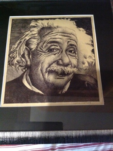 Drawing titled "Einstein" by Ilaria Commendatore, Original Artwork, Ballpoint pen