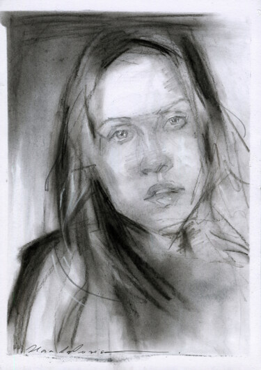 Drawing titled "Fiona Apple" by Ilaria La Preziosa, Original Artwork, Charcoal