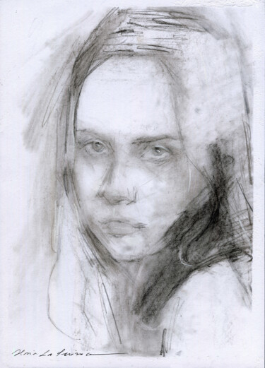 Рисунок под названием "Fiona Apple 2" - Ilaria La Preziosa, Подлинное произведение искусства, Древесный уголь