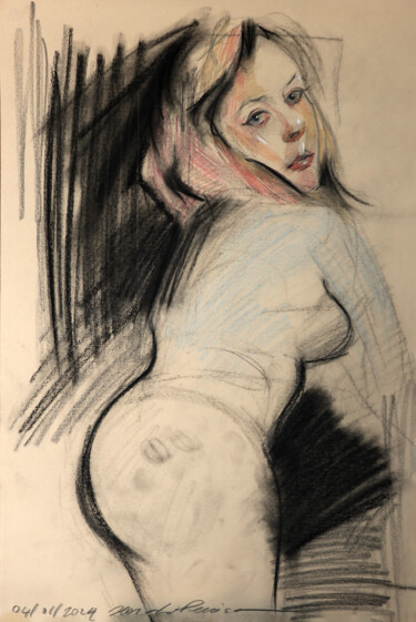 Zeichnungen mit dem Titel "Self" von Ilaria La Preziosa, Original-Kunstwerk, Conté-Buntstifte