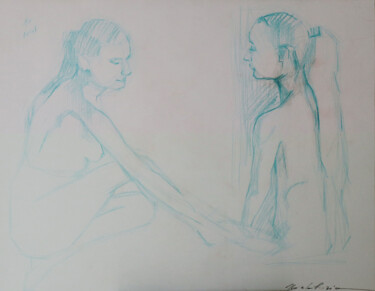 Desenho intitulada "Lovers" por Ilaria La Preziosa, Obras de arte originais, Conté