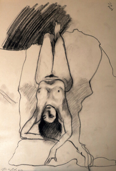Drawing titled "Deriva" by Ilaria La Preziosa, Original Artwork, Charcoal