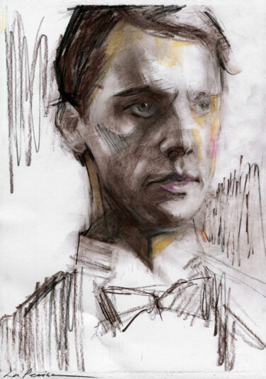 Dessin intitulée "Matthew Goode" par Ilaria La Preziosa, Œuvre d'art originale, Fusain