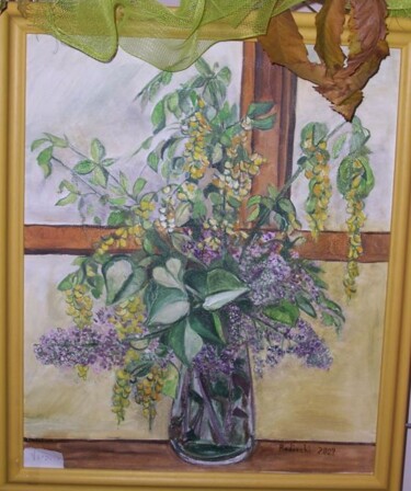 Pittura intitolato "mimose & lillà" da Ilaria Radicchi, Opera d'arte originale, Olio