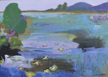 Peinture intitulée "Il lago di Fimon" par Ilaria Sperotto, Œuvre d'art originale, Huile