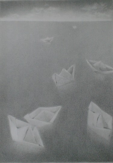 Drawing titled "Regata" by Ilario Massetti, Original Artwork, Pencil