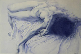 Drawing titled "Giorno nuovo" by Ilario Massetti, Original Artwork, Ballpoint pen