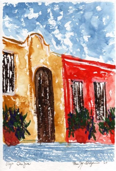 Peinture intitulée "San Juan (framed)" par Edna Ildefonso, Œuvre d'art originale