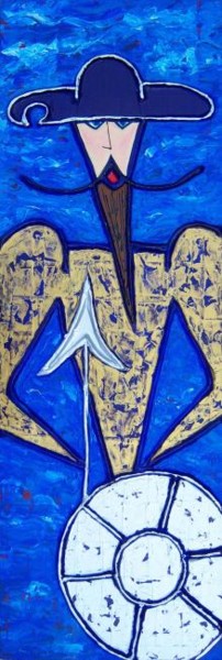 Painting titled "Quijote azul II" by Edna Ildefonso, Original Artwork