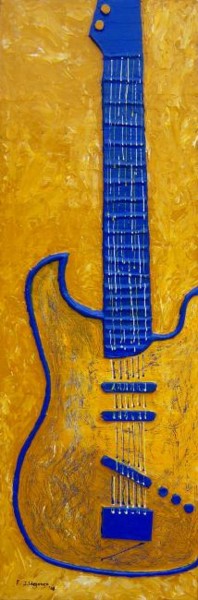 Painting titled "GUITARRA ELECTRICA…" by Edna Ildefonso, Original Artwork