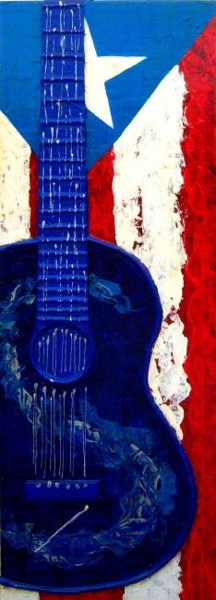 Peinture intitulée "GUITARRA BANDERA PR" par Edna Ildefonso, Œuvre d'art originale