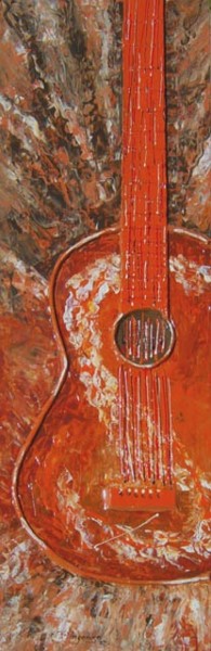 Painting titled "Guitarra anaranjada" by Edna Ildefonso, Original Artwork