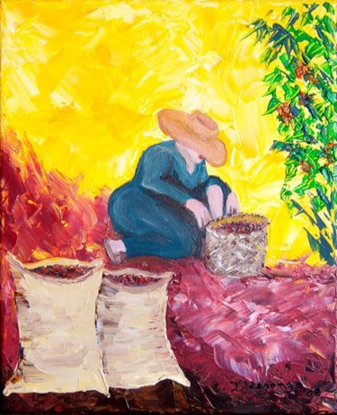 Peinture intitulée "CAFE" par Edna Ildefonso, Œuvre d'art originale