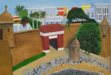 Painting titled "Puerta de San Juan" by Edna Ildefonso, Original Artwork
