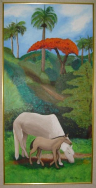 Painting titled "Mi Yegua Paloma" by Edna Ildefonso, Original Artwork