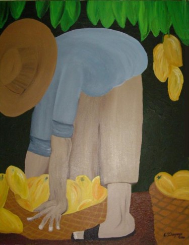 Pintura titulada "Recogedor de Mango" por Edna Ildefonso, Obra de arte original