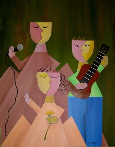 Peinture intitulée "Mis Hijos" par Edna Ildefonso, Œuvre d'art originale