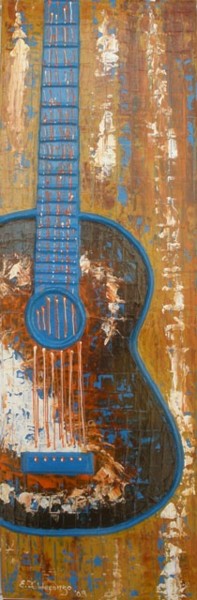 Peinture intitulée "Guitarra Clasica Az…" par Edna Ildefonso, Œuvre d'art originale