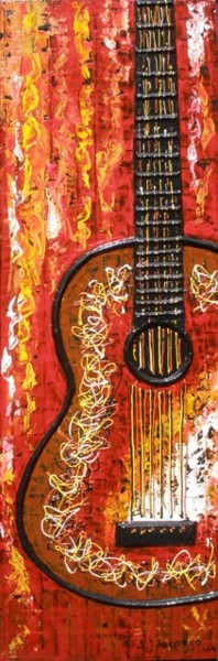 Peinture intitulée "Guitarra Clasica Ro…" par Edna Ildefonso, Œuvre d'art originale