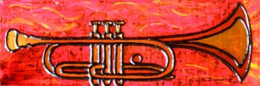 Painting titled "Trompeta Roja" by Edna Ildefonso, Original Artwork