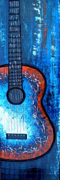 Pintura intitulada "Guitarra Clasica Az…" por Edna Ildefonso, Obras de arte originais