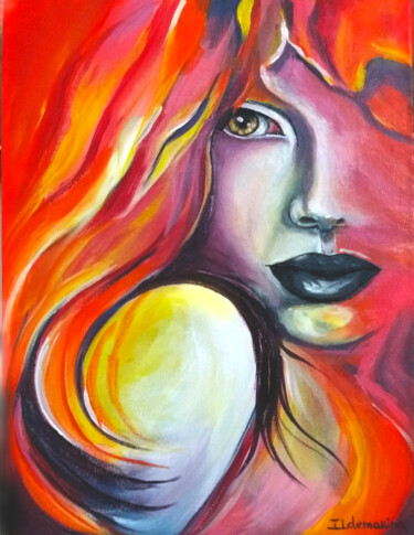 Pintura intitulada "Rainha do fogo, qua…" por Ildemarina Rodrigo, Obras de arte originais, Acrílico