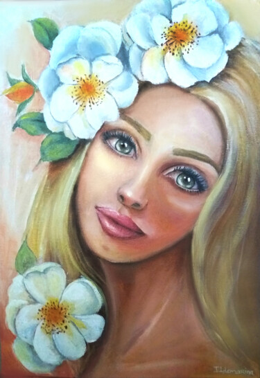 Pintura intitulada "Um lindo e meigo ol…" por Ildemarina Rodrigo, Obras de arte originais, Acrílico Montado em Cartão