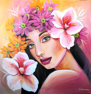 Malerei mit dem Titel "Na festa das flores" von Ildemarina Rodrigo, Original-Kunstwerk, Acryl