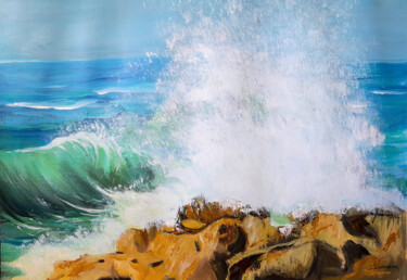 Schilderij getiteld "O mar em movimento" door Ildemarina Rodrigo, Origineel Kunstwerk, Acryl
