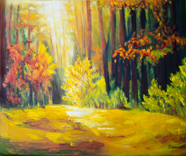 Painting titled "Floresta encantada" by Ildemarina Rodrigo, Original Artwork, Acrylic Mounted on Wood Stretcher frame