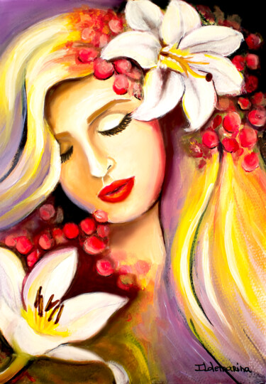 Pintura intitulada "Sonho florido" por Ildemarina Rodrigo, Obras de arte originais, Acrílico