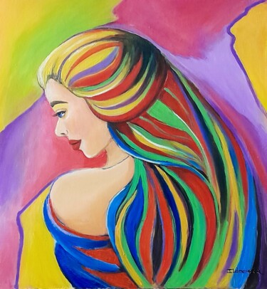 Картина под названием "As cores que meus o…" - Ildemarina Rodrigo, Подлинное произведение искусства, Акрил