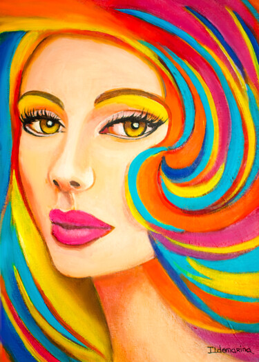 Pittura intitolato "Olhar multicolorido" da Ildemarina Rodrigo, Opera d'arte originale, Acrilico