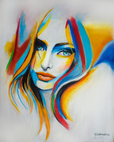 Schilderij getiteld "Emoções em cores" door Ildemarina Rodrigo, Origineel Kunstwerk, Acryl Gemonteerd op Frame voor houten b…