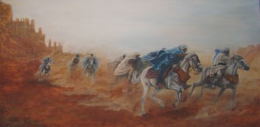 Painting titled "A lomos del desierto" by Ileana Ramos, Original Artwork, Oil