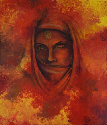 Painting titled "Indu" by Ileana Ramos, Original Artwork, Acrylic