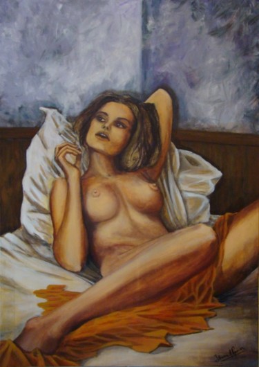 Painting titled "La pausa" by Ileana Ramos, Original Artwork, Acrylic