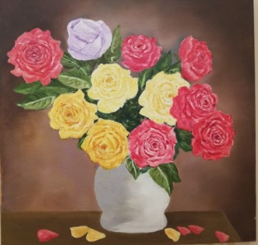 Peinture intitulée "натюрморт: розы" par Ilgar Mustafayev, Œuvre d'art originale, Huile