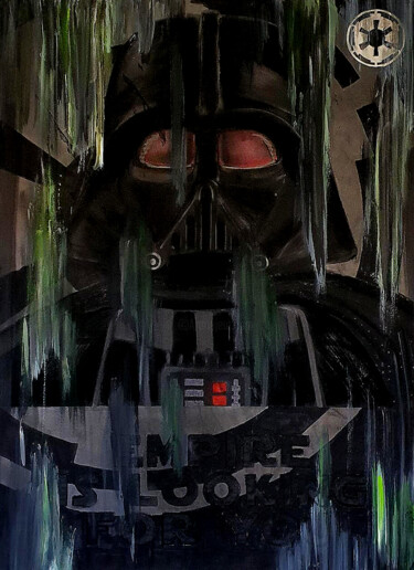 Pintura intitulada "Darth Vader - Dark" por Ilguada, Obras de arte originais, Tinta