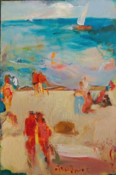 Painting titled "la plage otr" by Ilgvars Zalans, Original Artwork